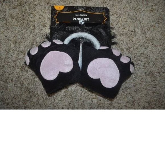 Panda Bear Kit 14+ Black Pink Headband Choker 4 Pc Halloween Costume Accessory - Picture 2 of 3